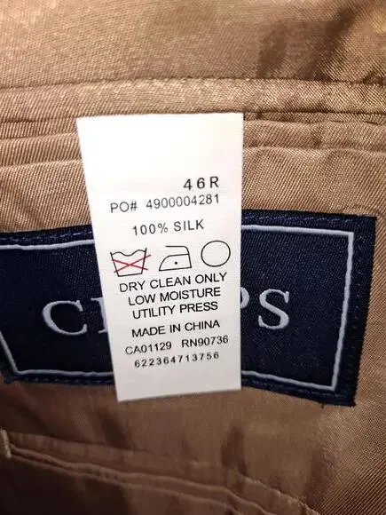 Chaps 100%‎ Silk Tan and Black Plaid Blazer Size 46R